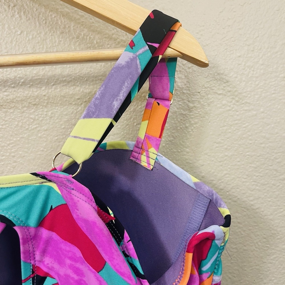 NEW WT Terra Sky Colorful Peplum Swim Suit Wide Straps Poolside Beach Plus Sz 3X - Picture 8 of 11